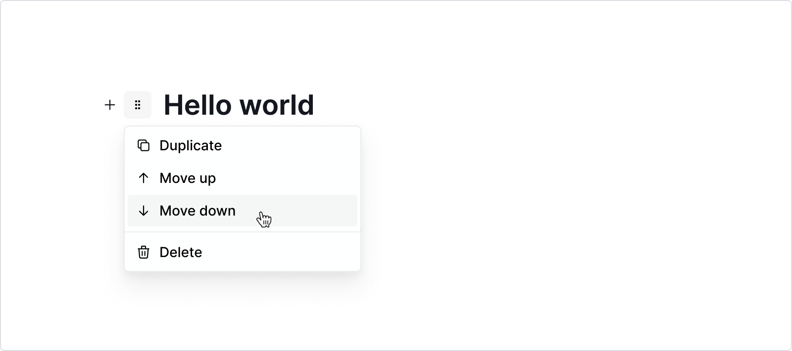 Move block - context menu