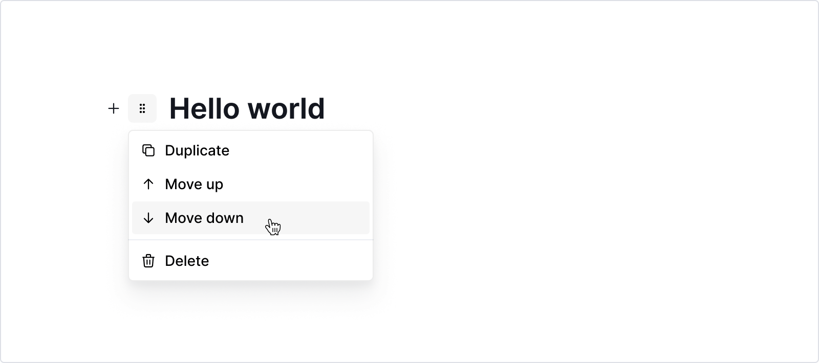 Move block - context menu