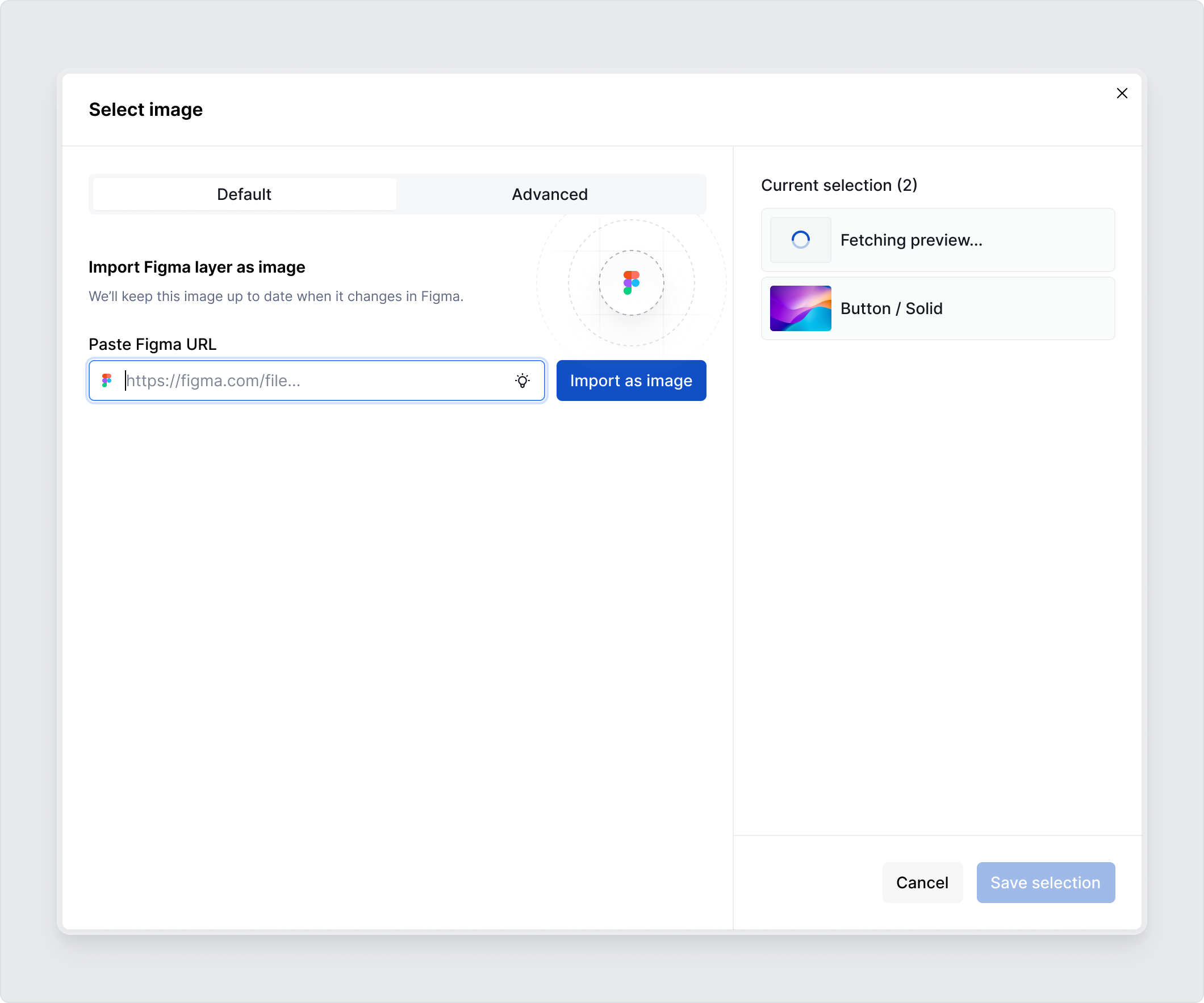 Adding a Figma frame by URL (Default)