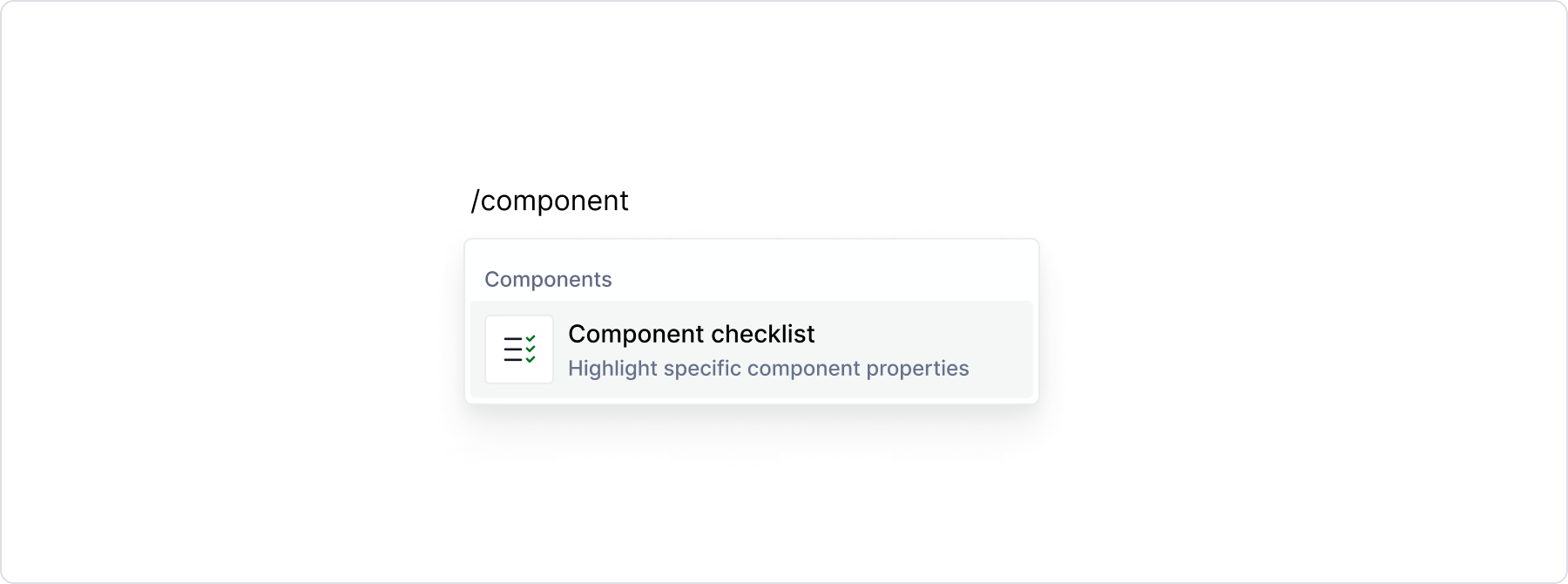 Component blocks in menu