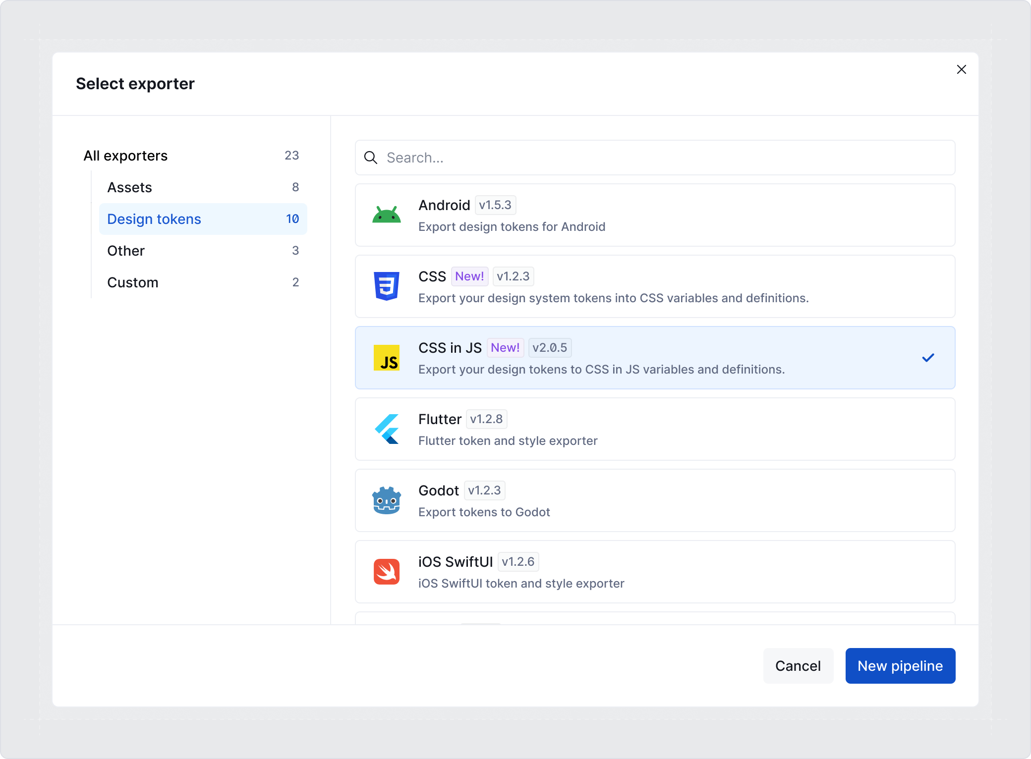 Select one of our new exporters to test out the configuration features.