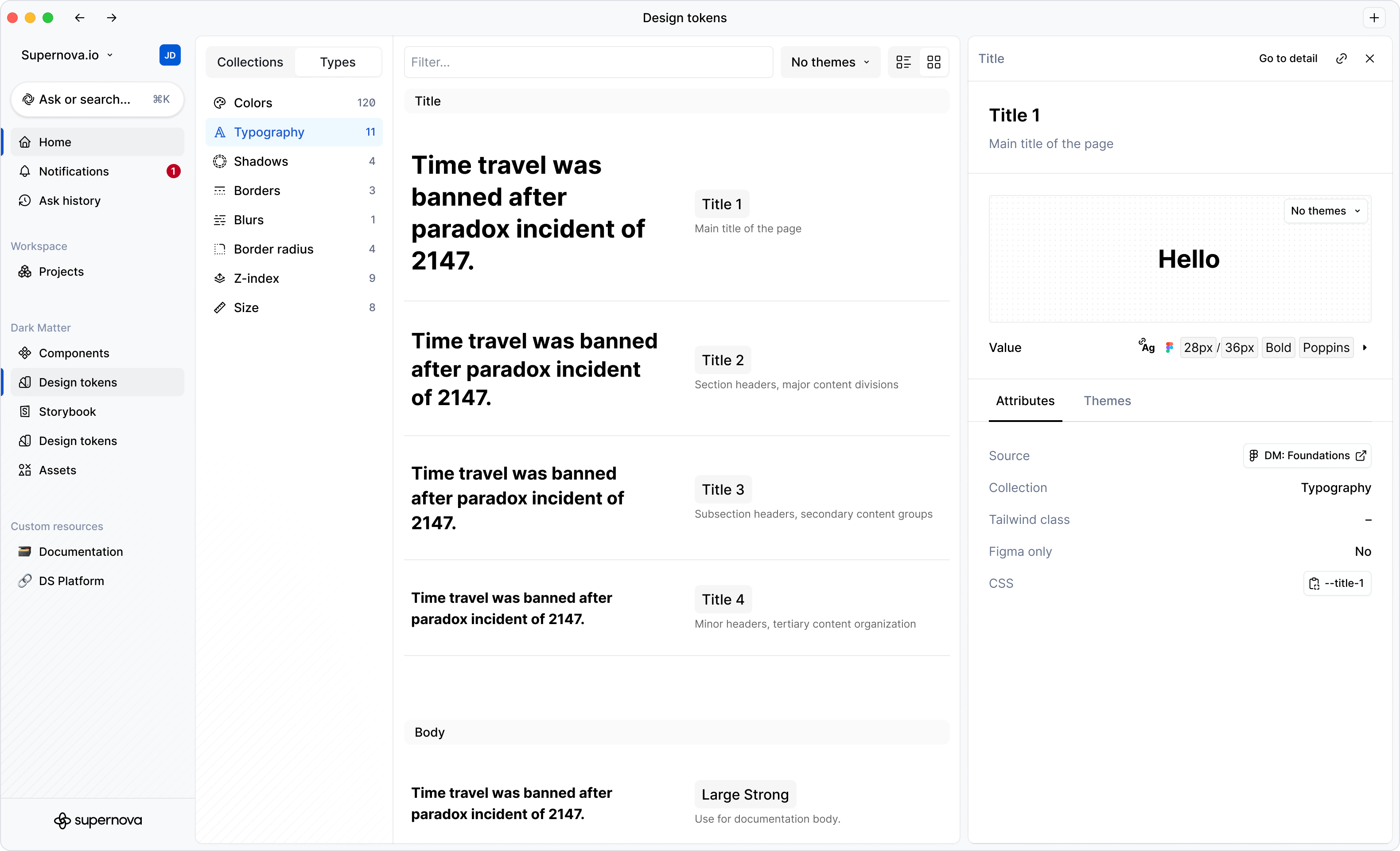 Design tokens (Typography)