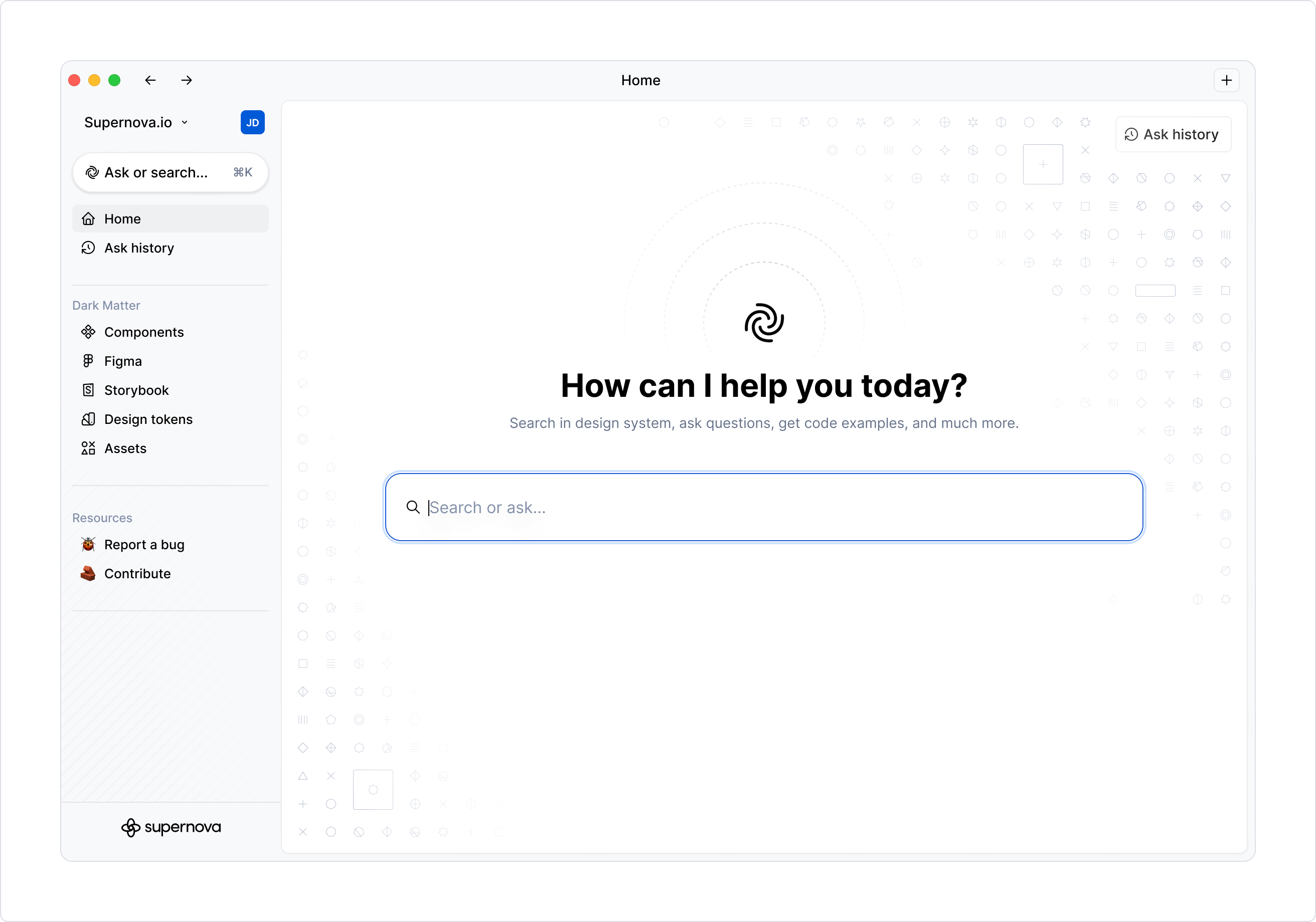 Portal with sidebar links