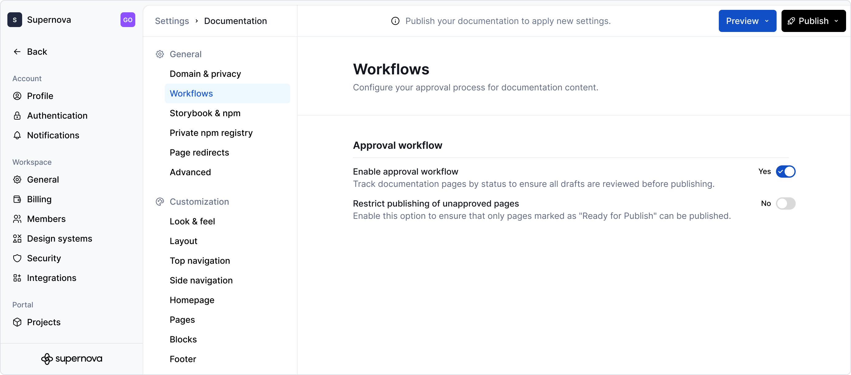 Workflows - Settings