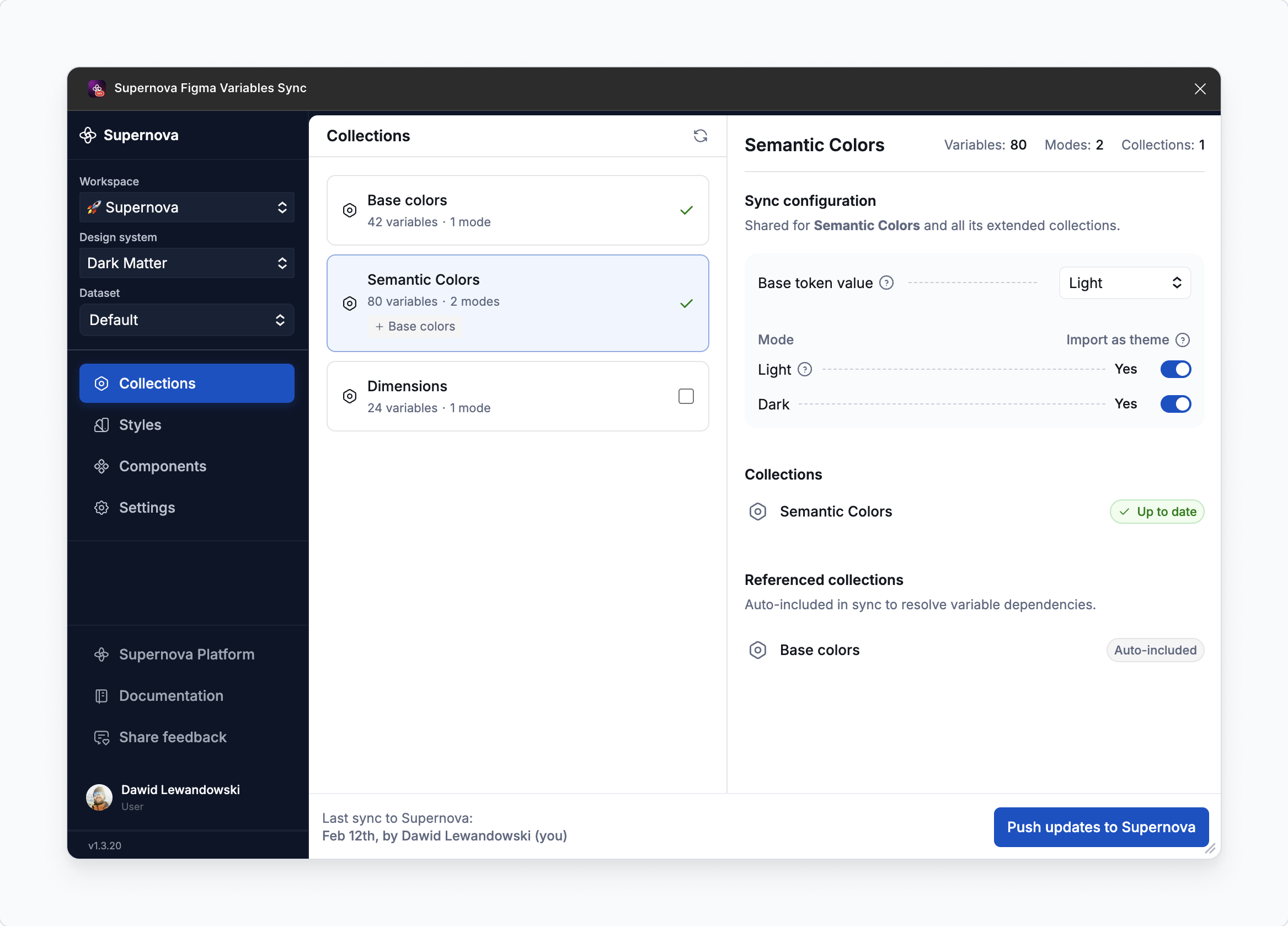 Collections after push to Supernova