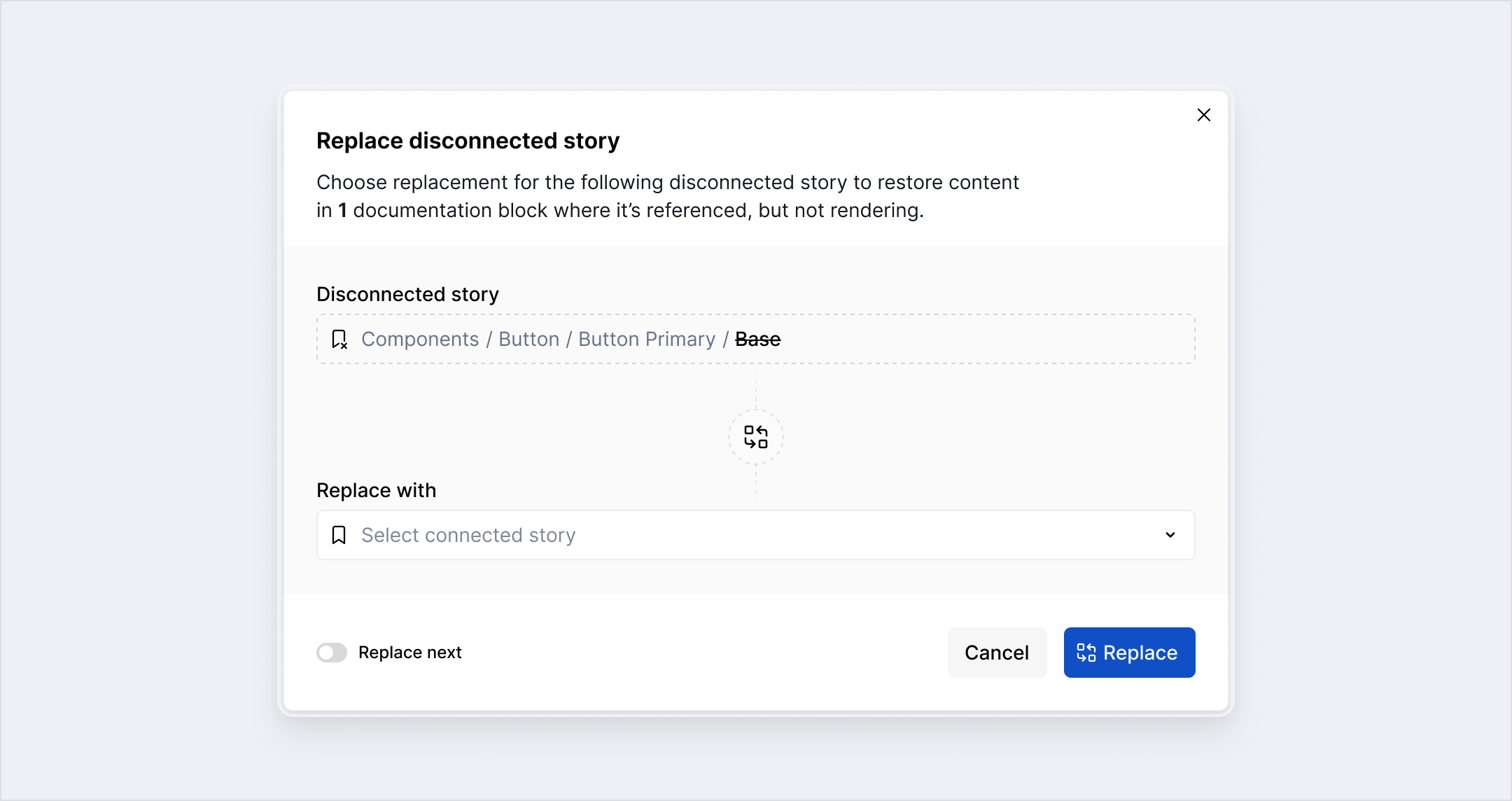 Replacing a disconnected story.