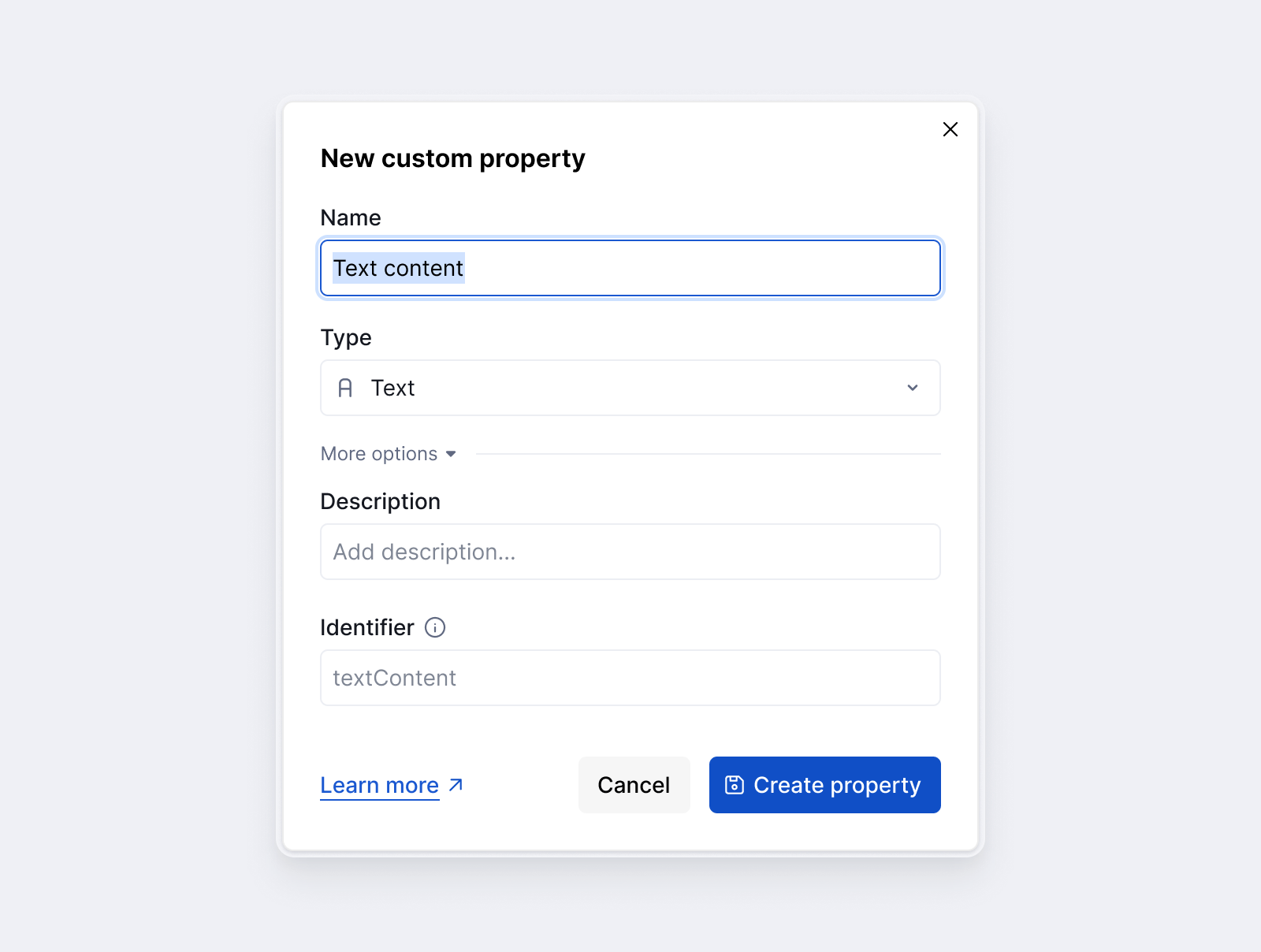 Creating a new token property