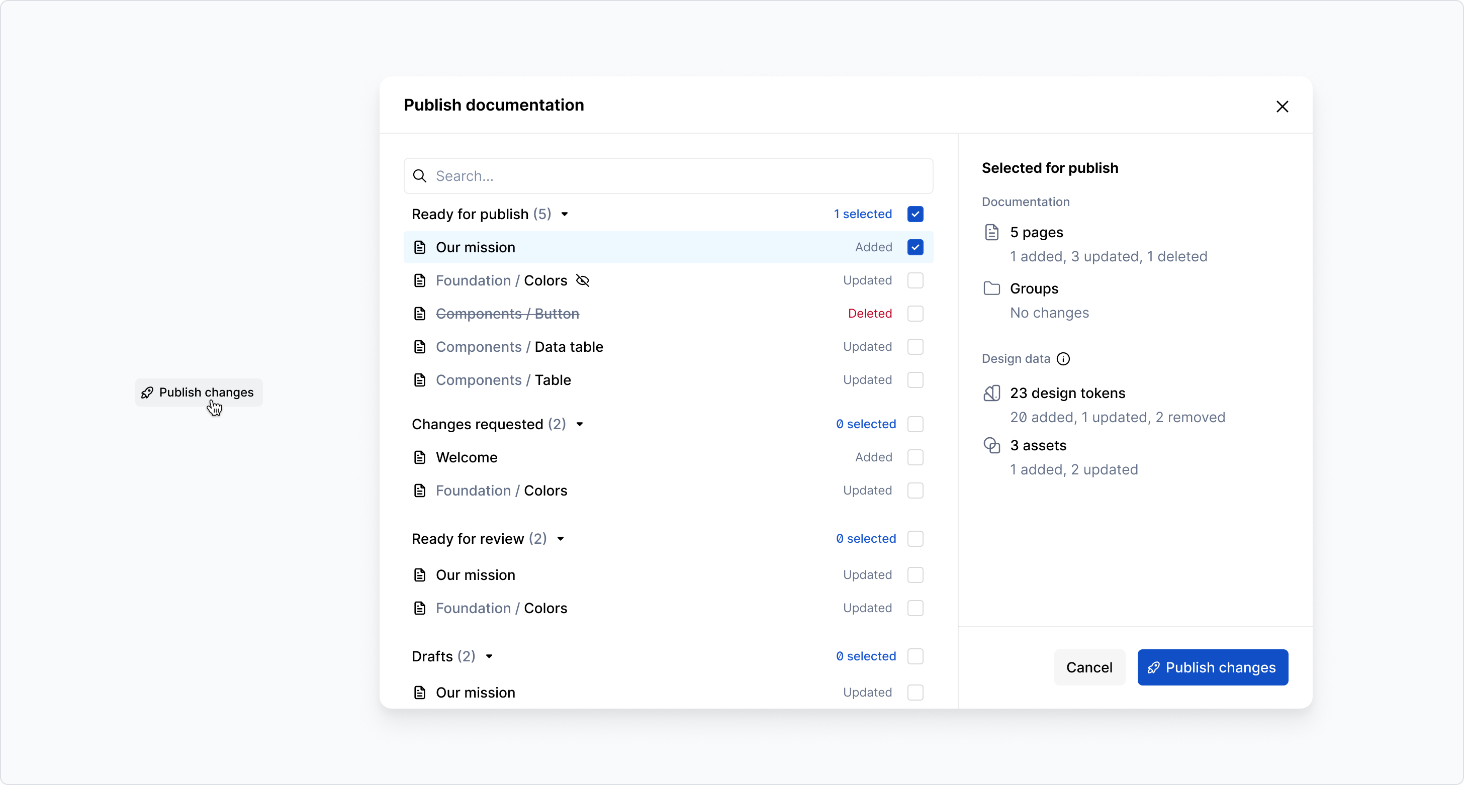 Workflows - publish page