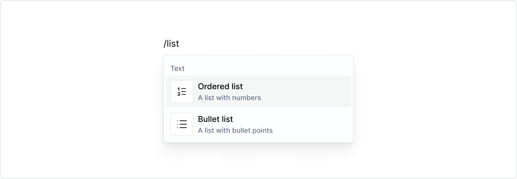 Type /list to add a list.