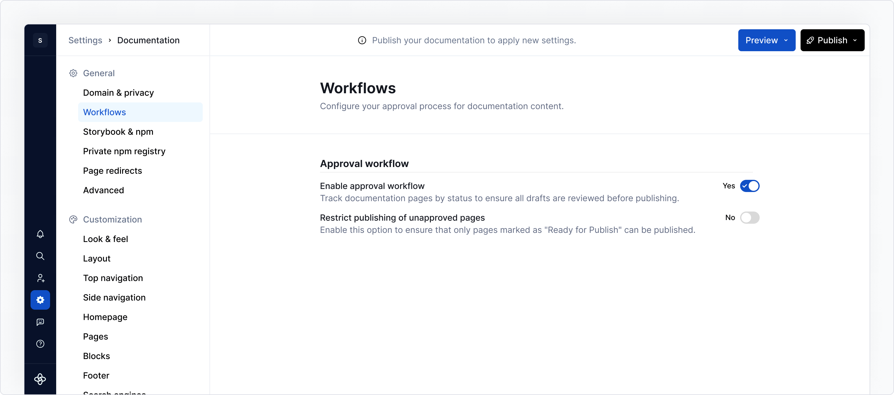Workflows - Settings