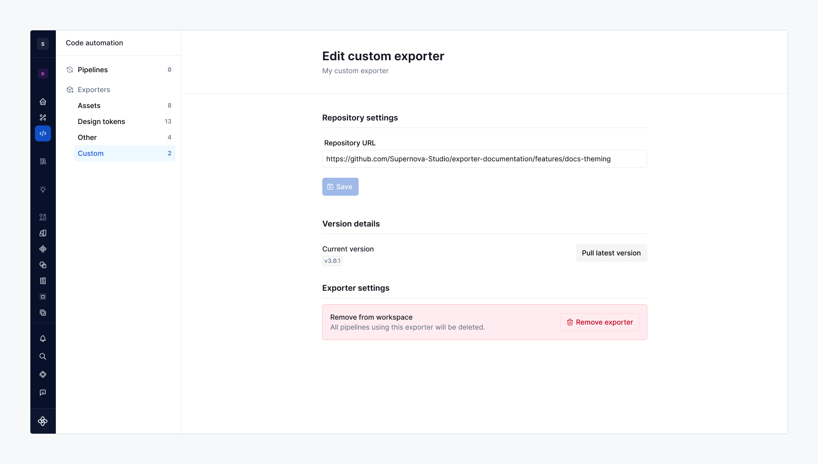 Edit custom exporter