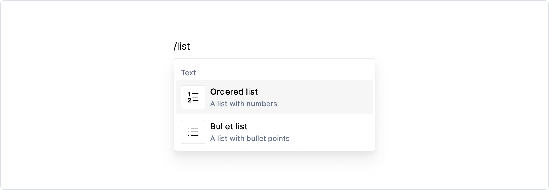 Type /list to add a list.