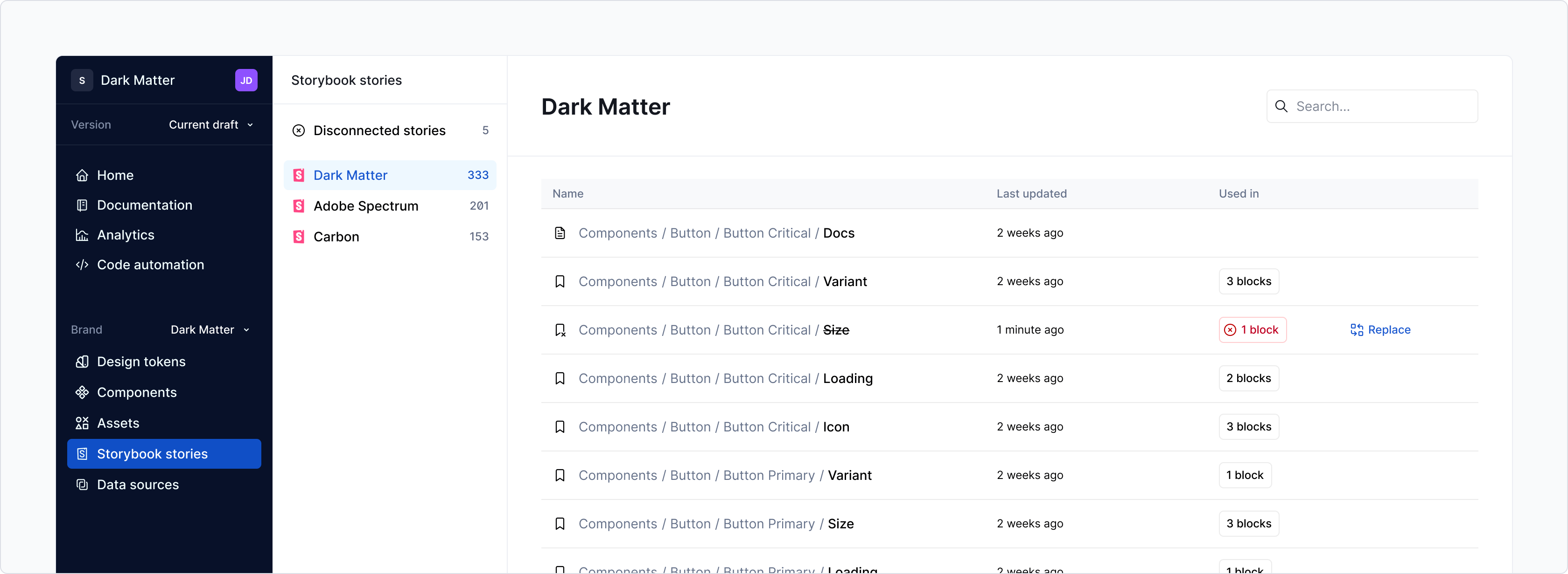 Track exactly where each story is used and navigate directly to those locations.