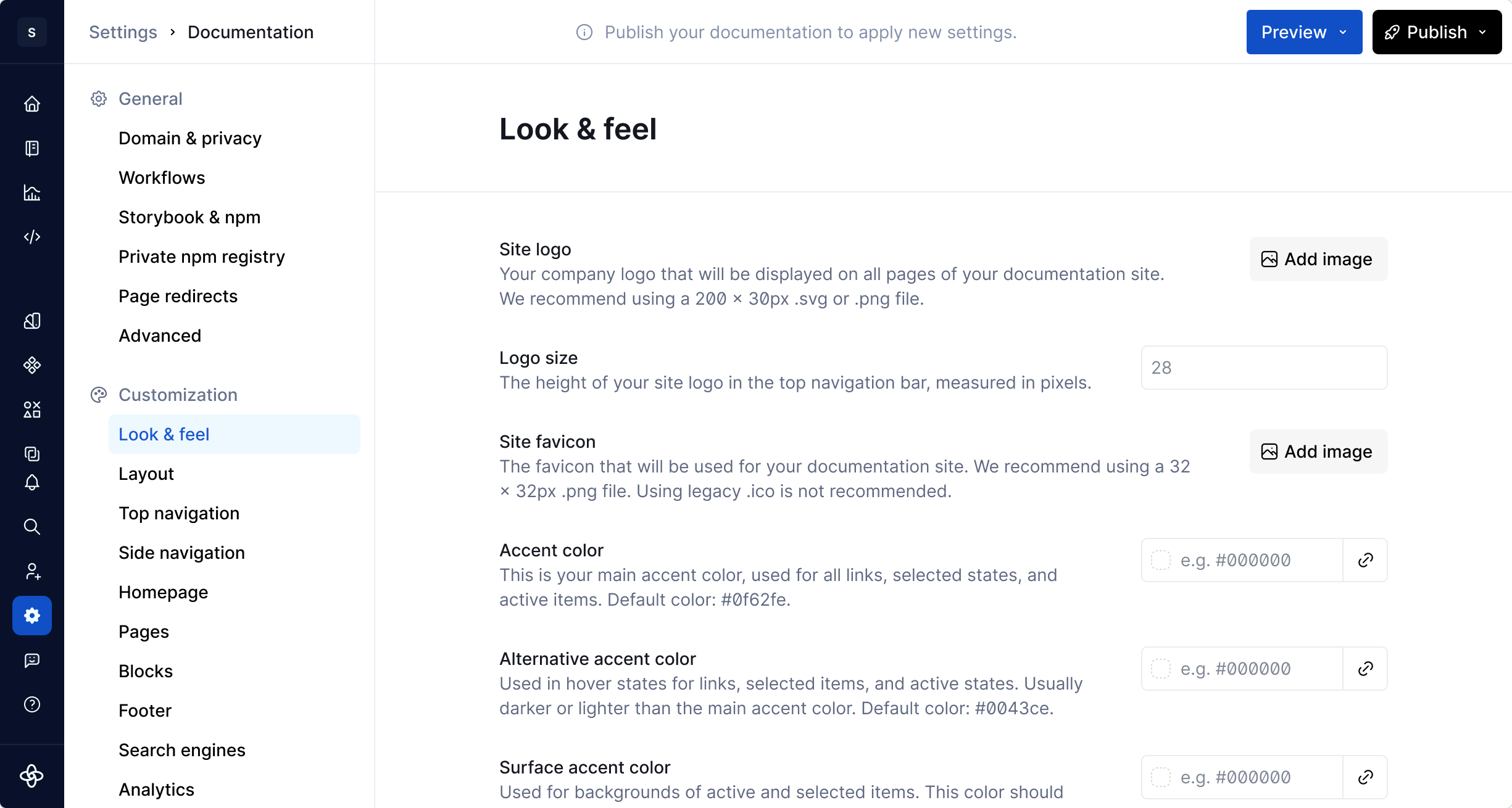 Customize the appearance of your documentation.