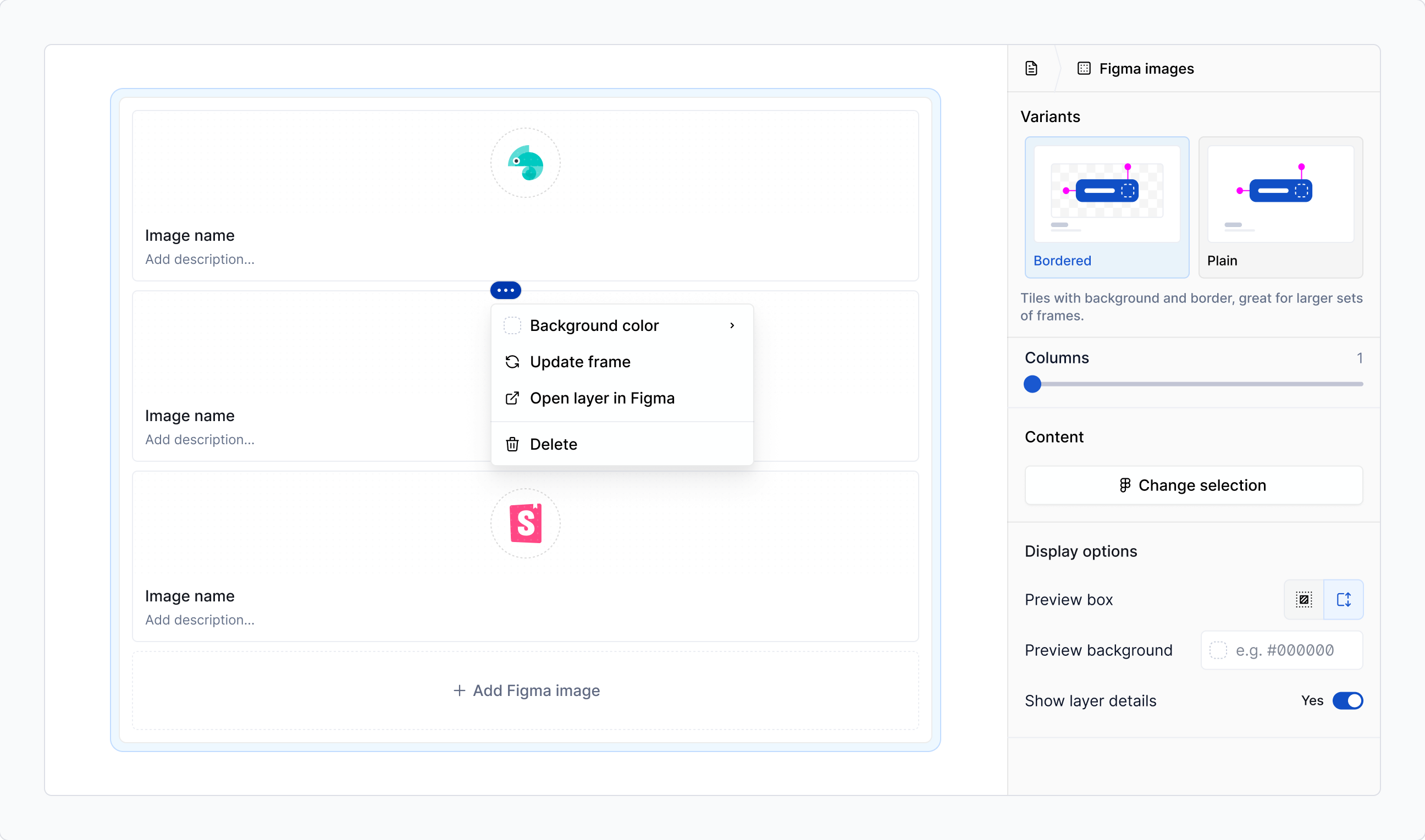 Figma images / item options