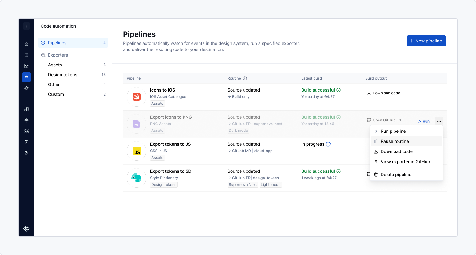 Pipelines table - paused routine