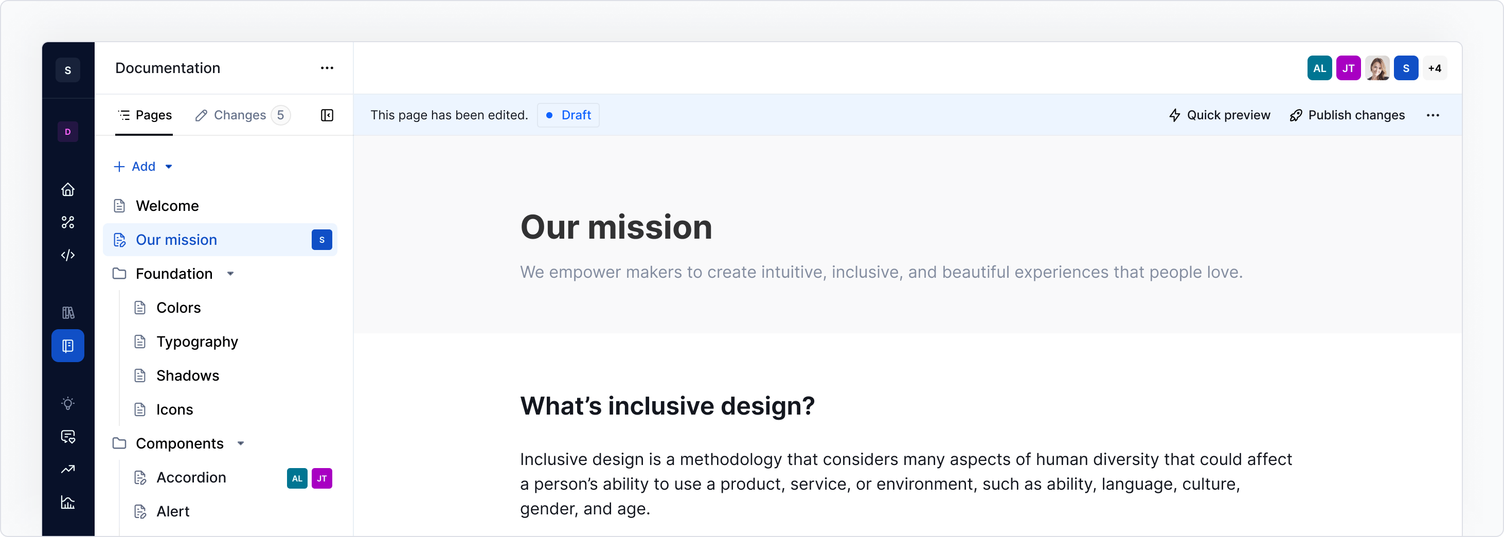 Overview of page draft feature