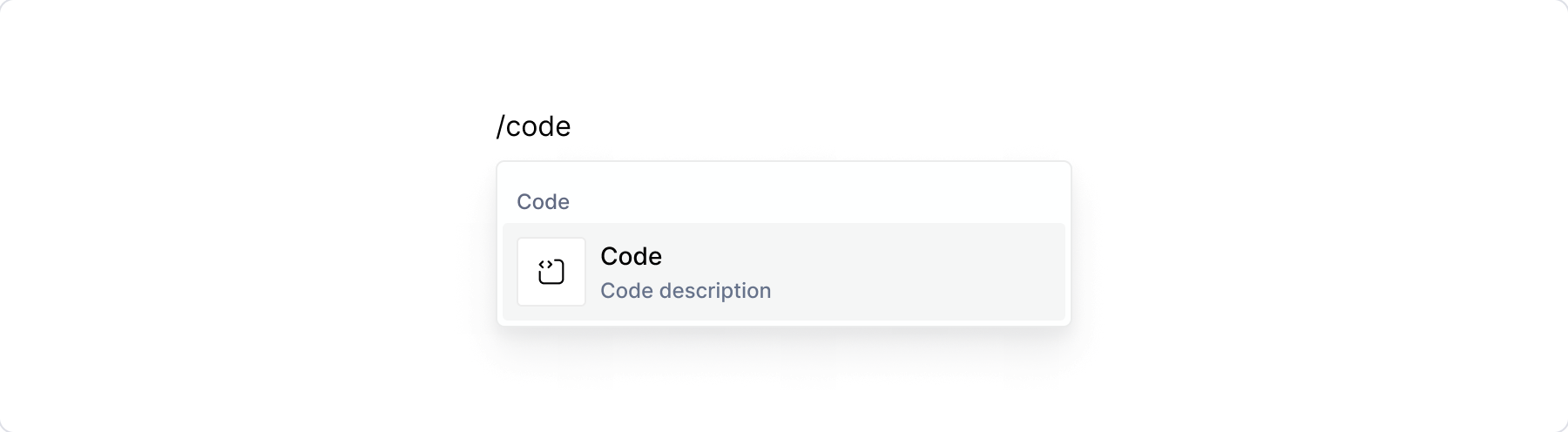 Code block: Menu