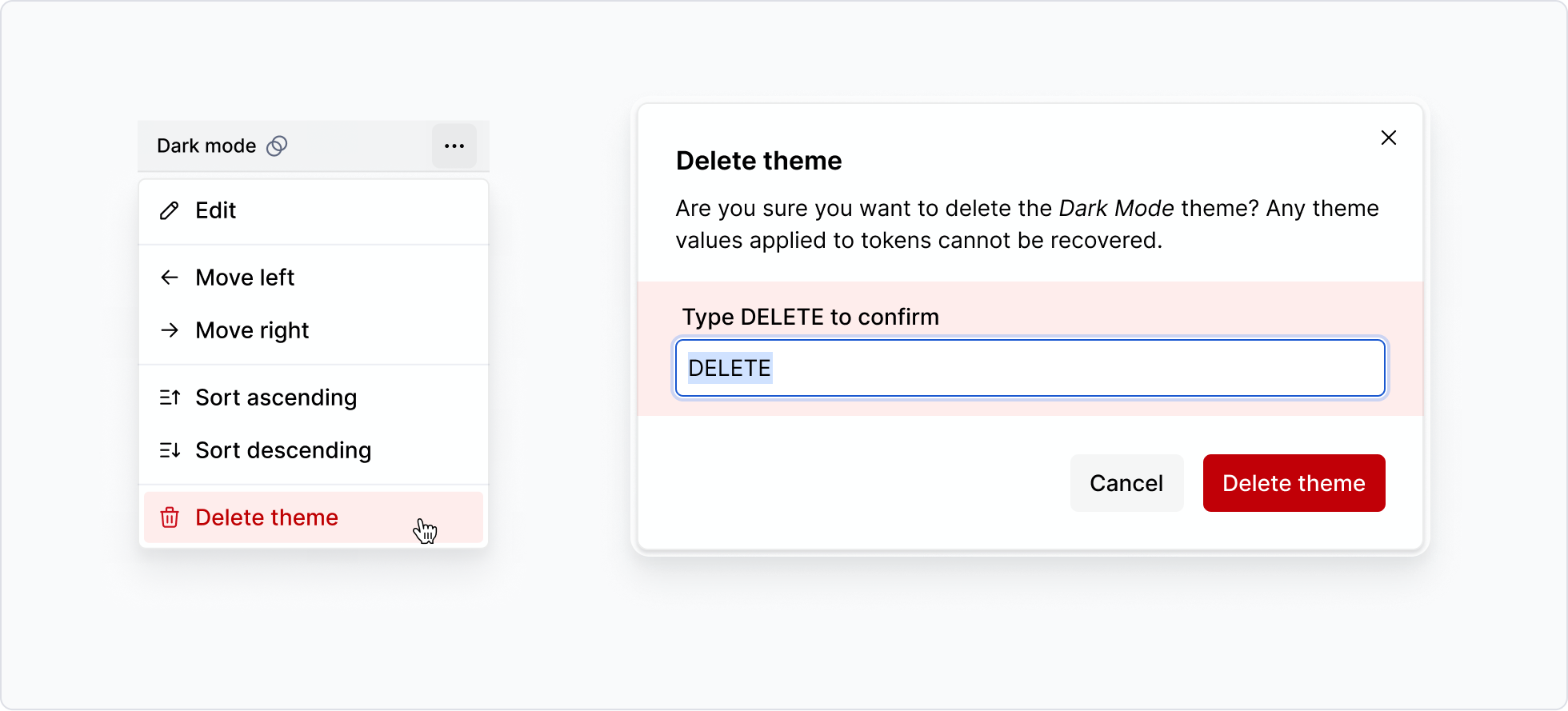 Themes: Delete theme