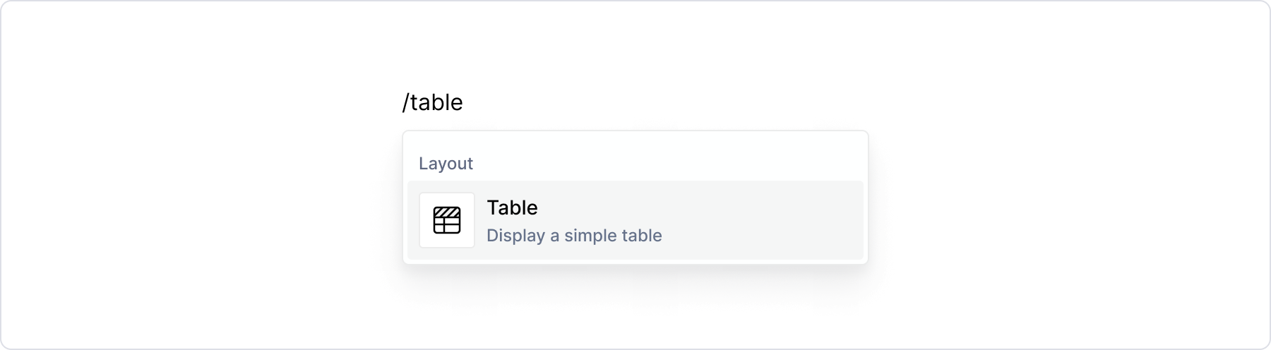 Table block - menu