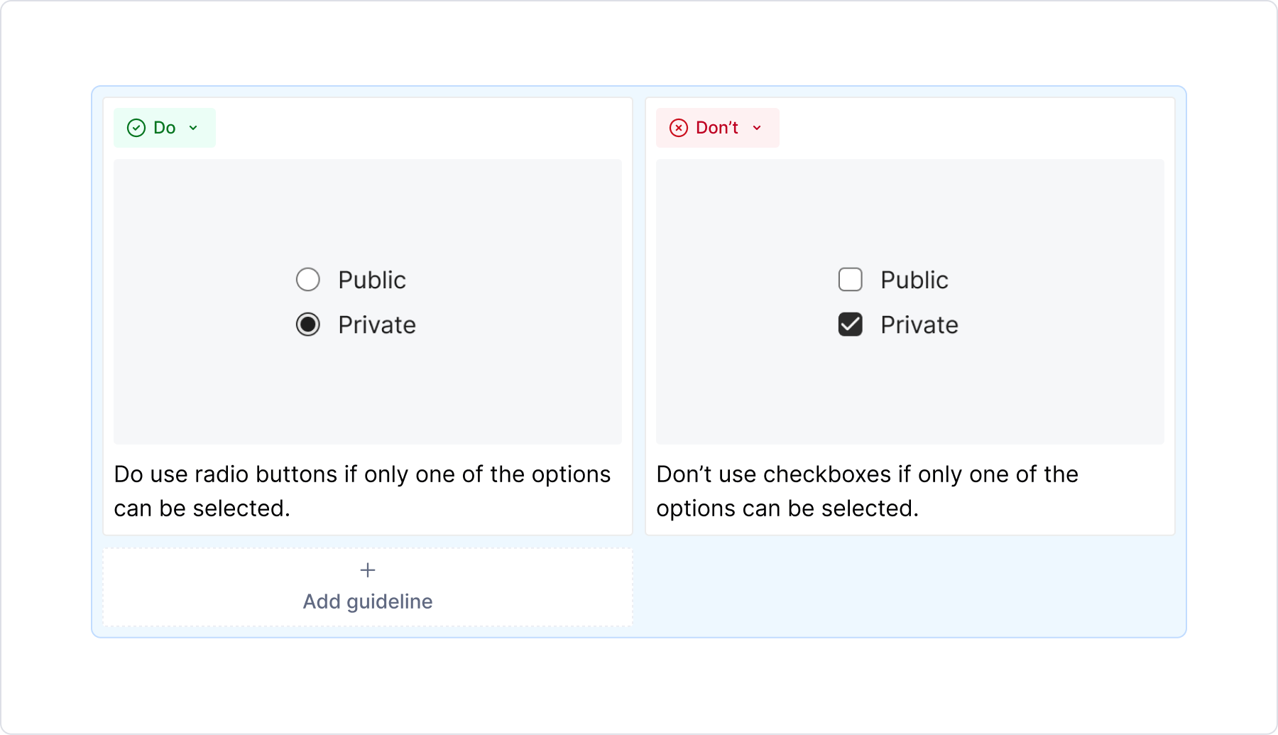 Example of a guidelines block.