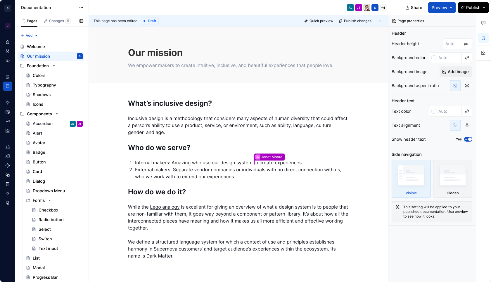 Example of what an edited page looks like when it becomes a draft