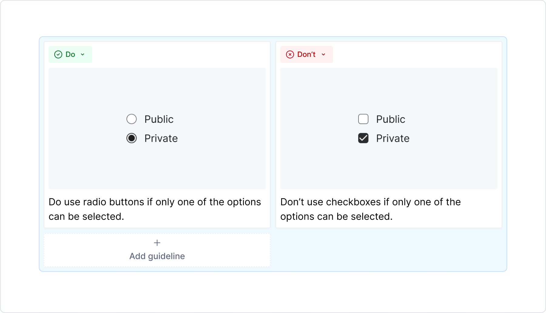 Example of a guidelines block.