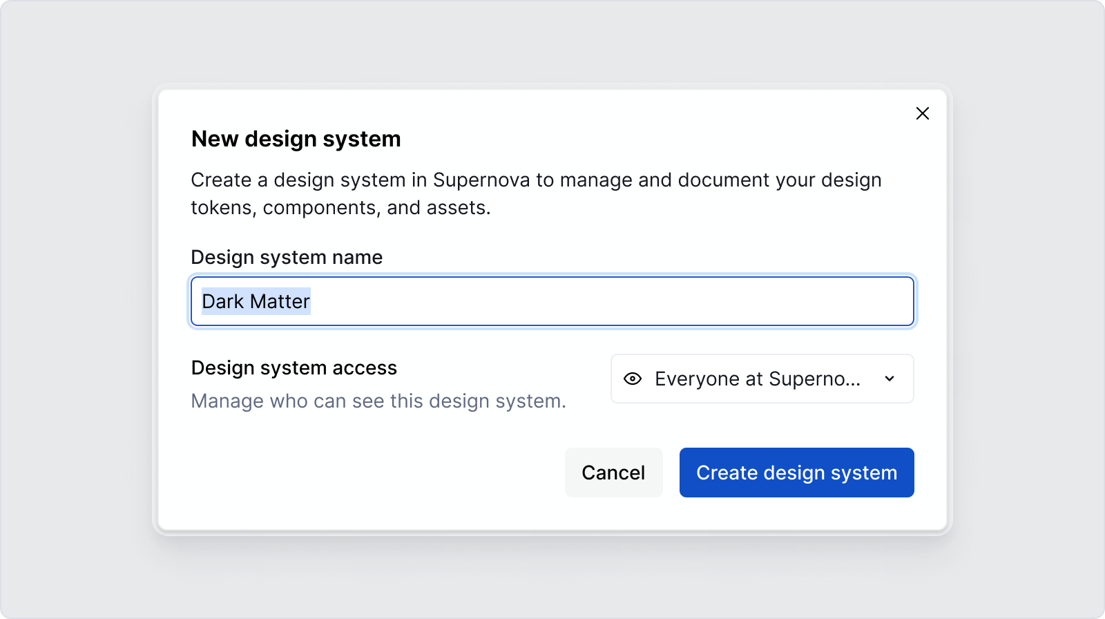 New design system dialog