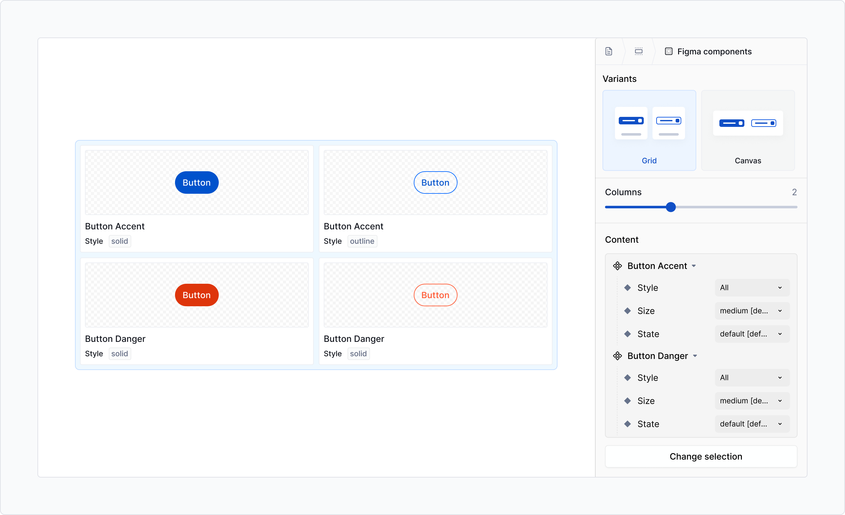 Figma component block - component variants