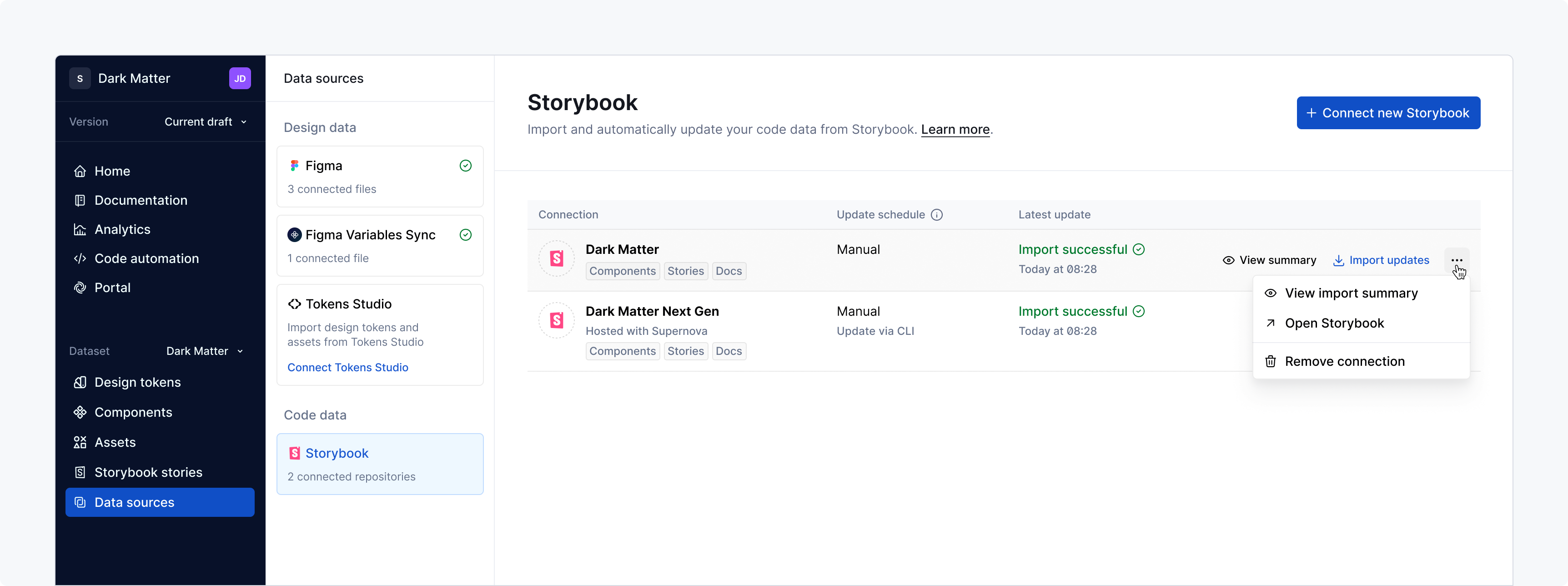 Data source: Storybook - Manage imports