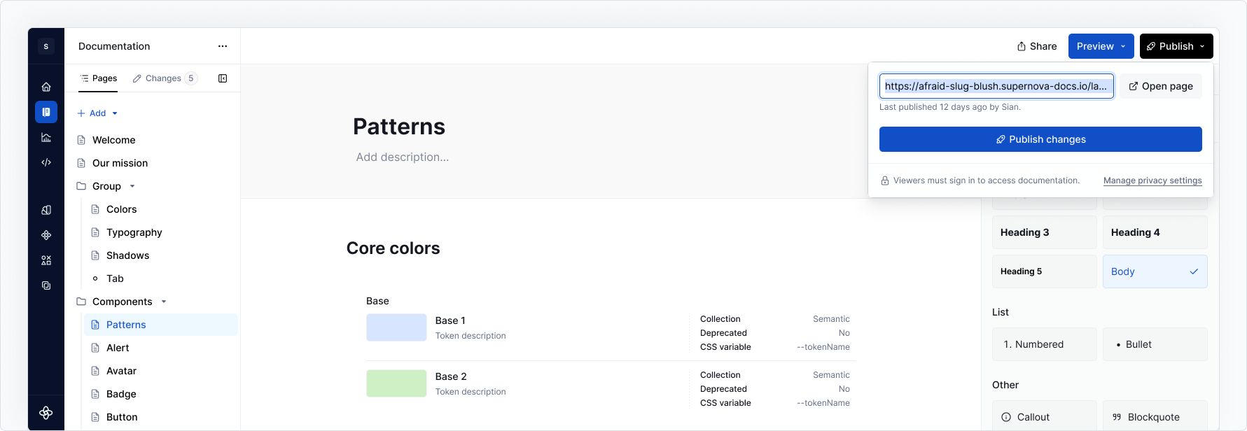 Preview & publish | Made with Supernova