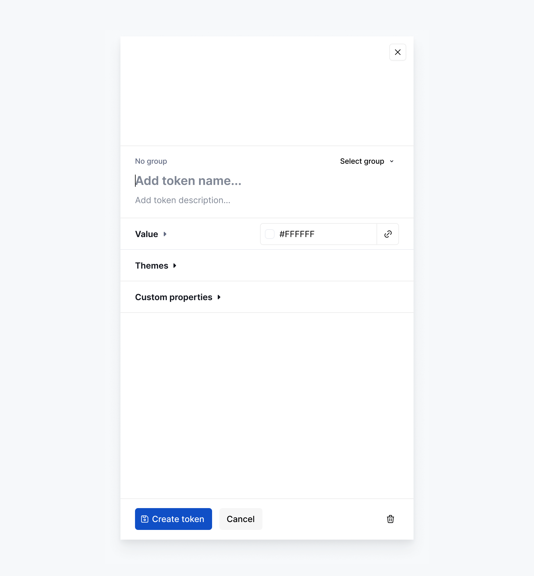 Tokens: New token drawer