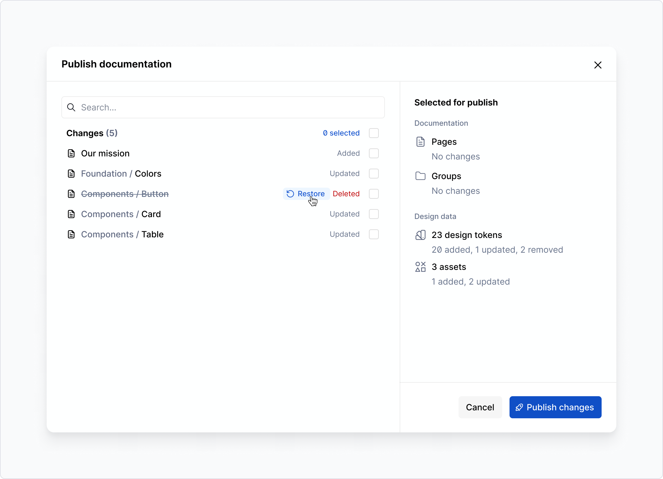 Restoring a deleted page