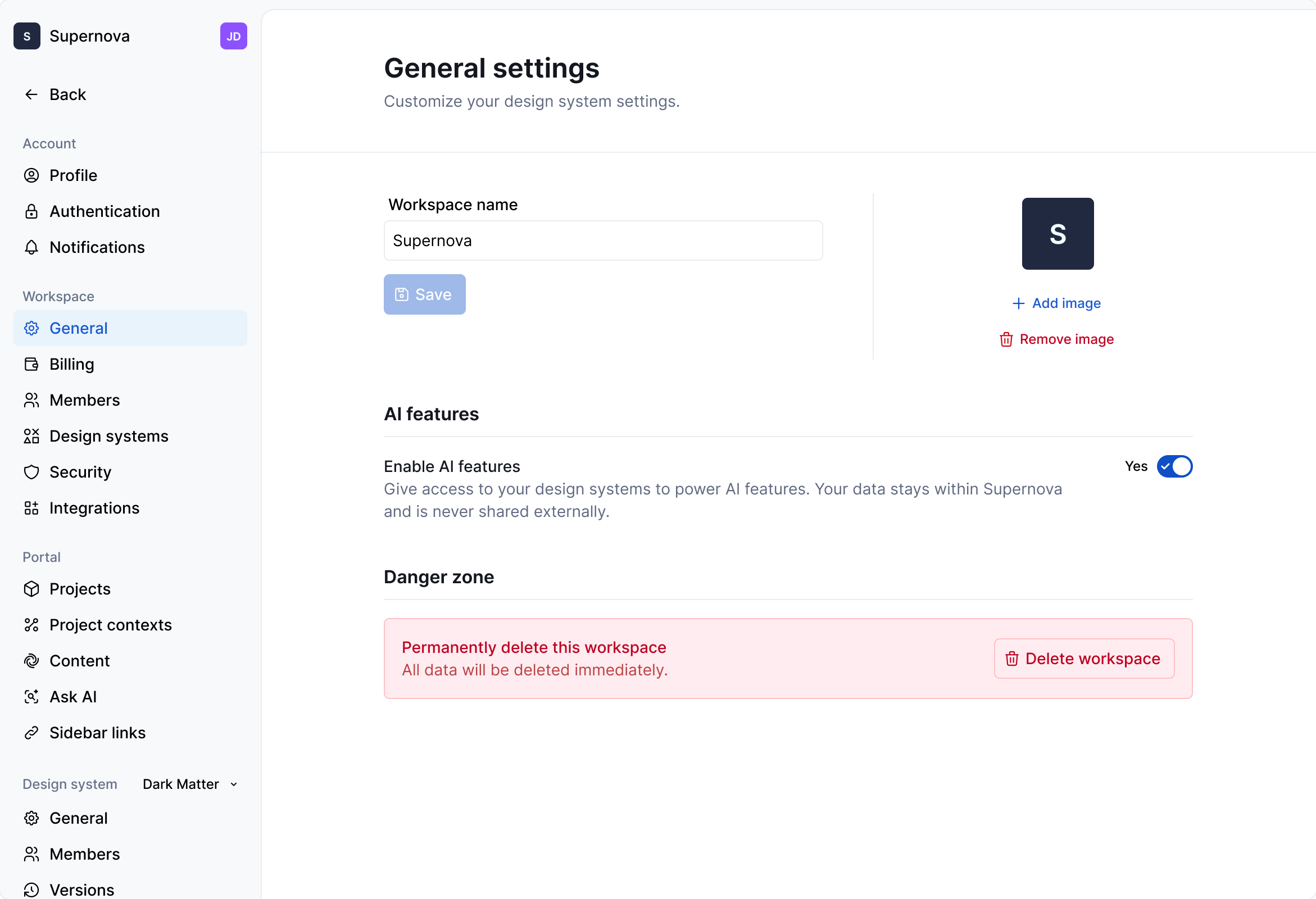 Workspace settings