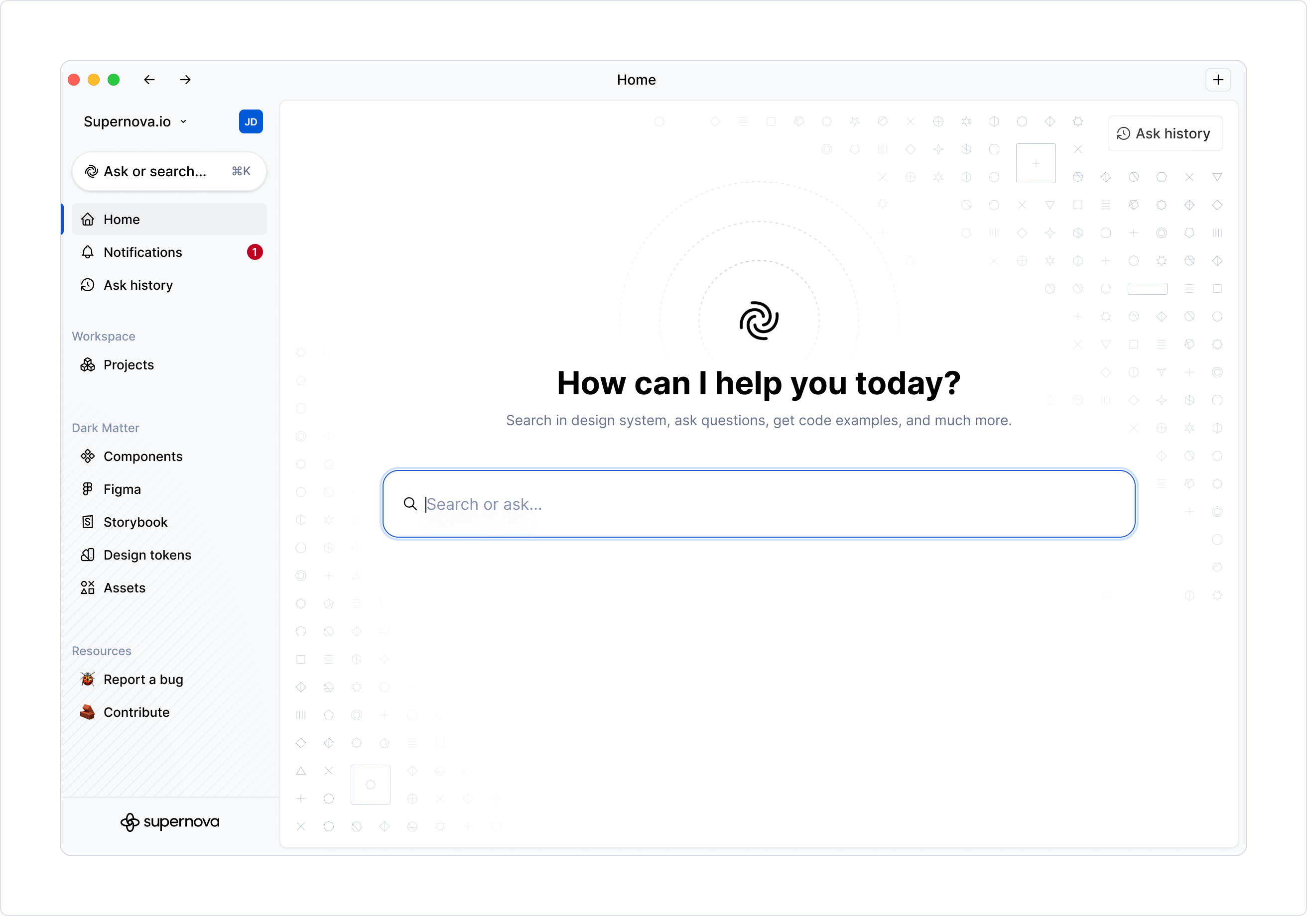 Portal with sidebar links