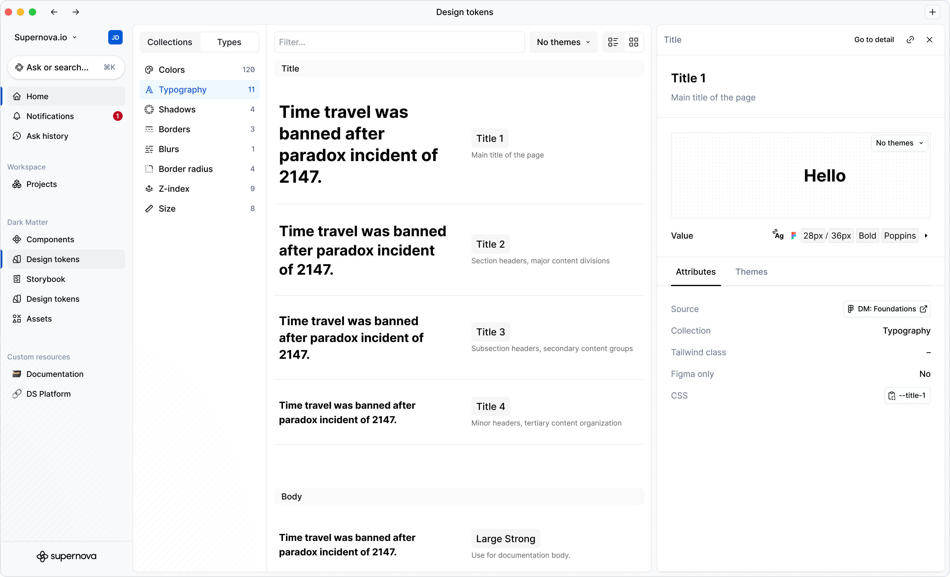 Design tokens (Typography)