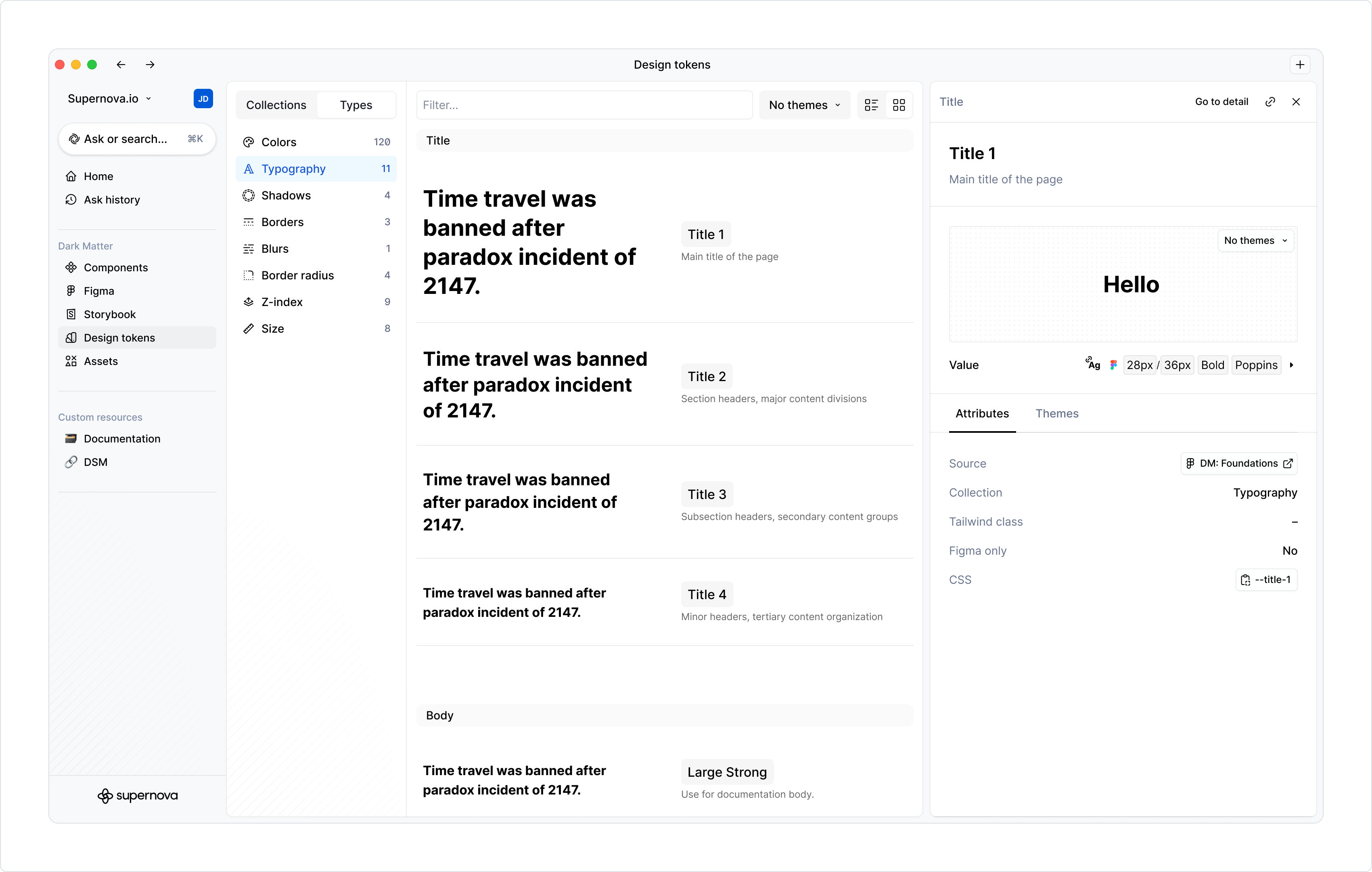 Design tokens (Typography)