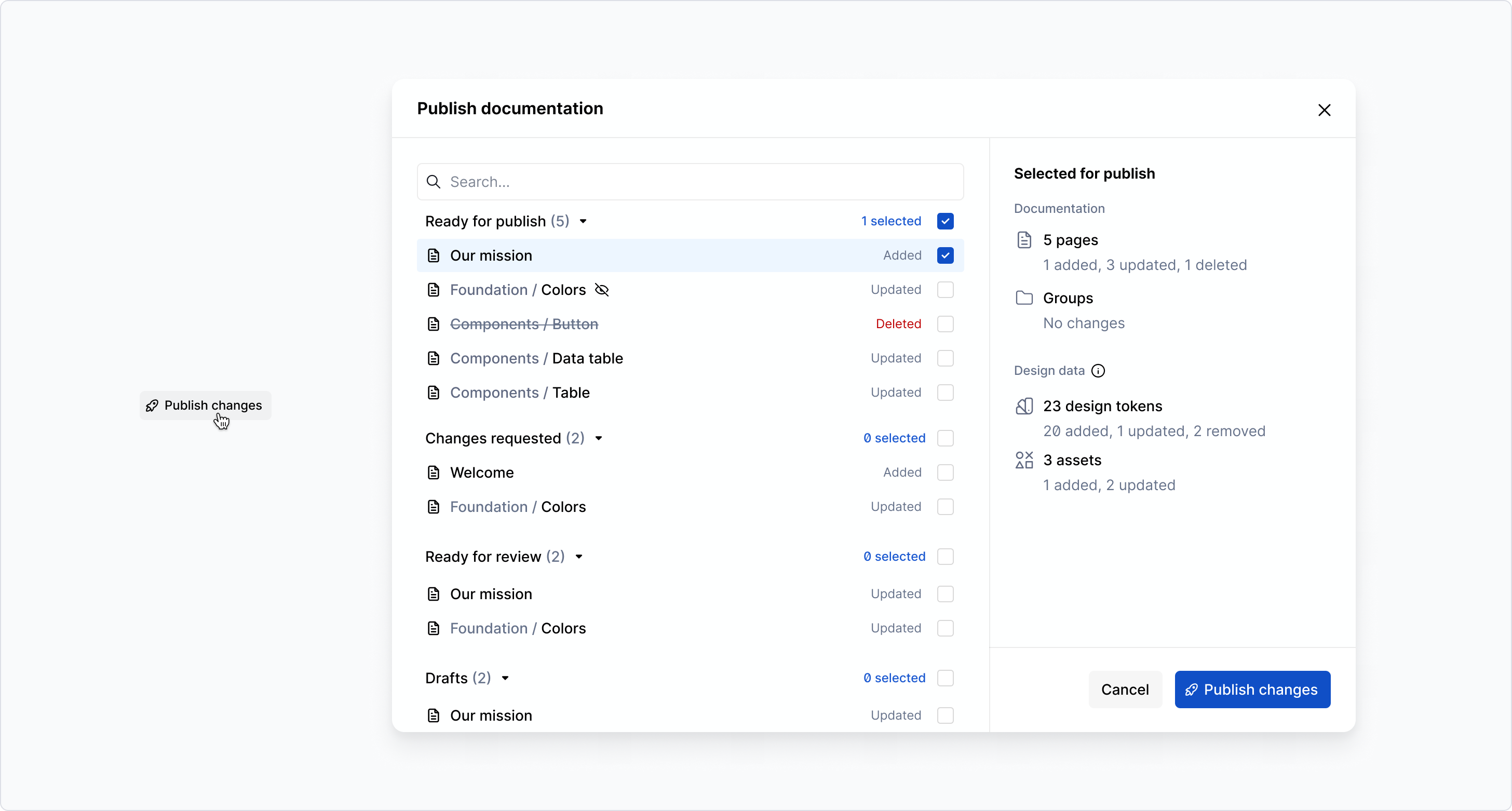 Workflows - publish page