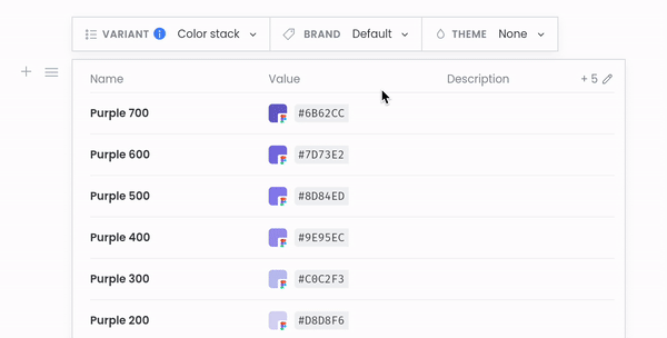 Preview of block variant thumbnails and descriptions in token blocks