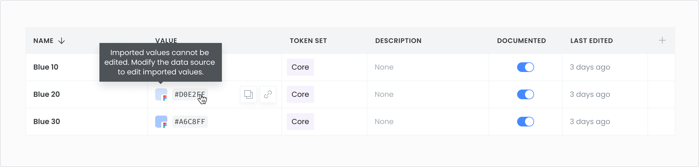 Imported token values cannot be edited in Supernova.