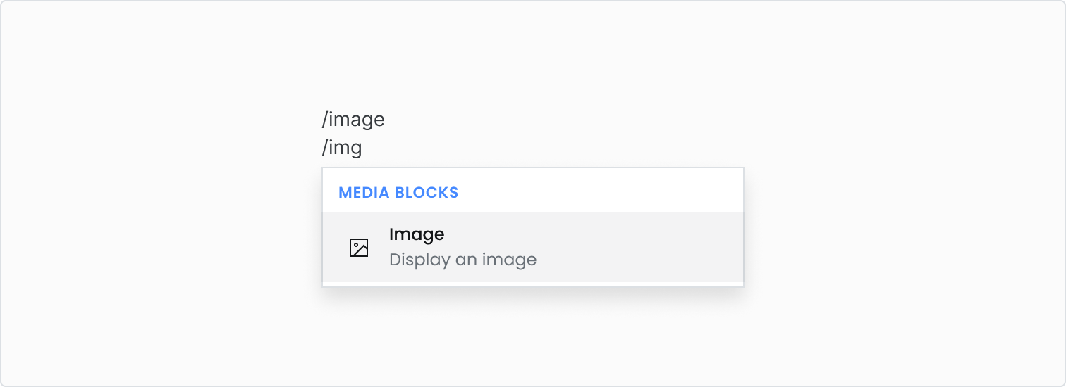Type /image or /img to add an image block.
