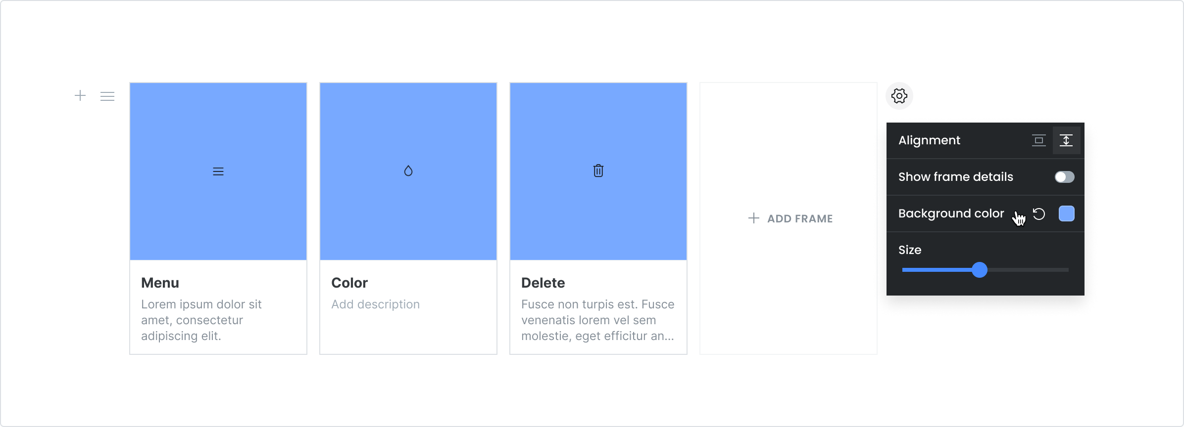 Changing the frame background color.