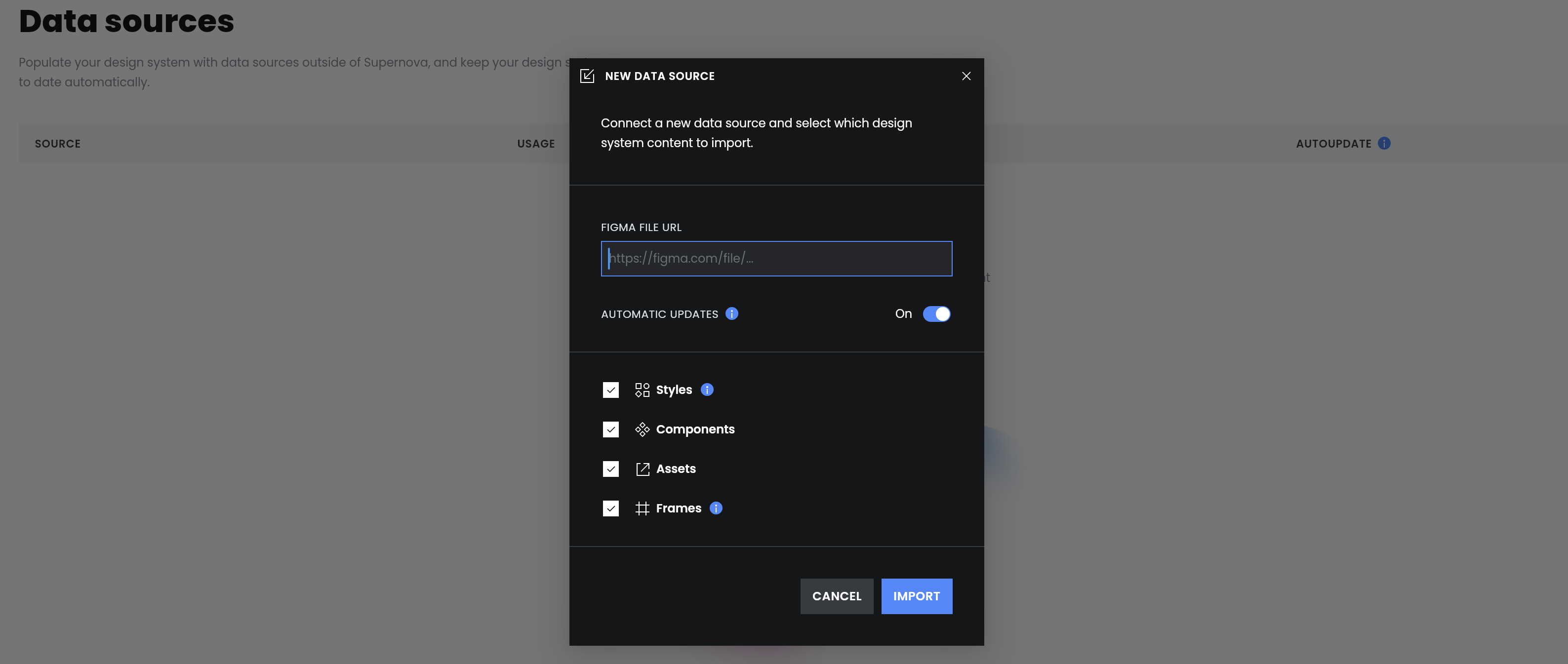 Select file to import from, and then decide what content you're interested in