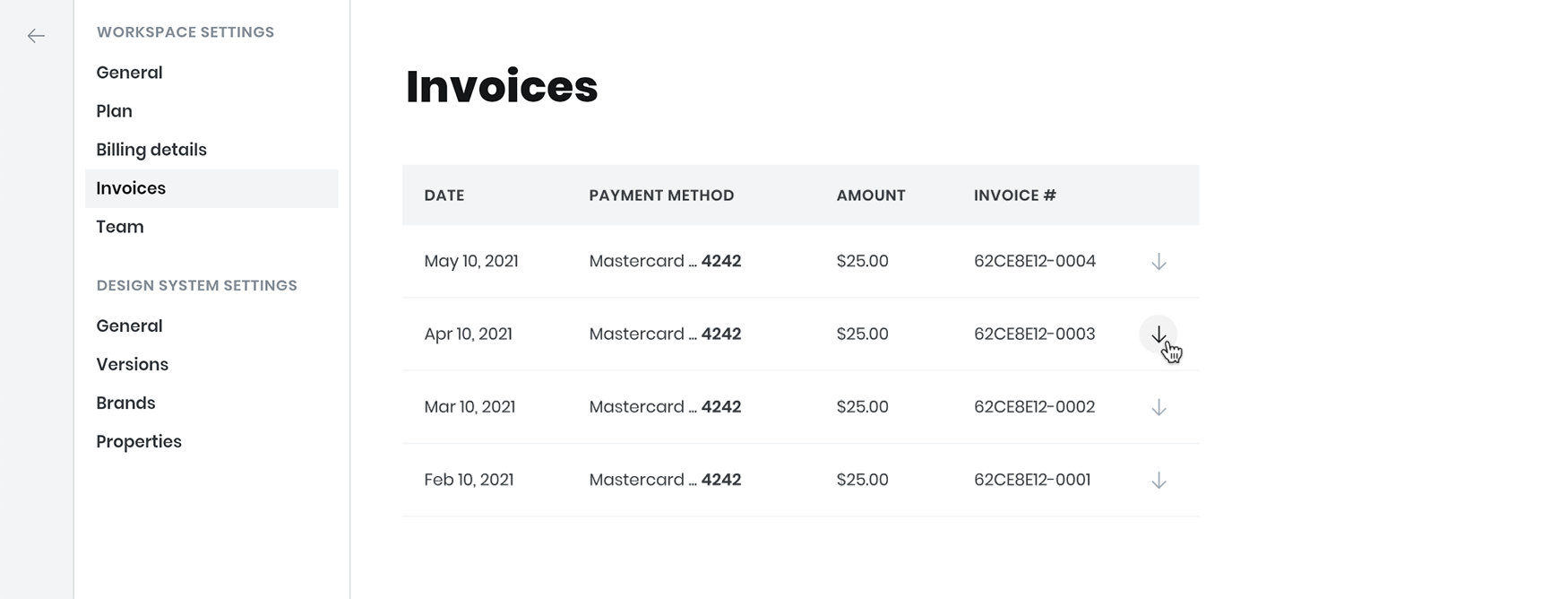 Downloading invoices