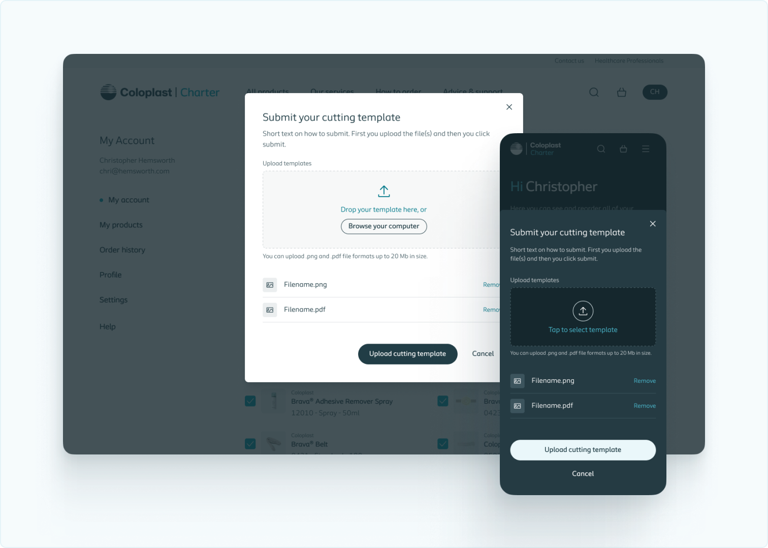 Cover image displaying a mockup of the file uploader on different size screens and light and dark mode.