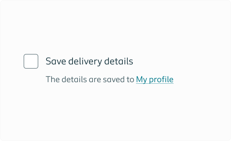 Checkbox example with a label and a link in the helper text