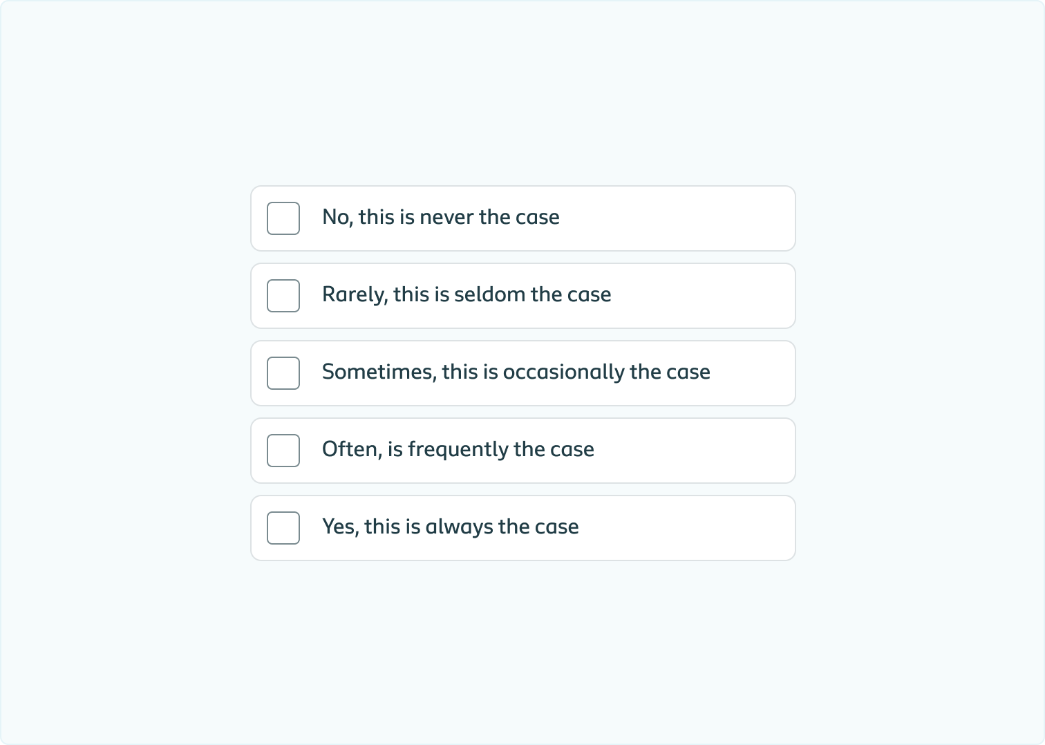 List of answer options