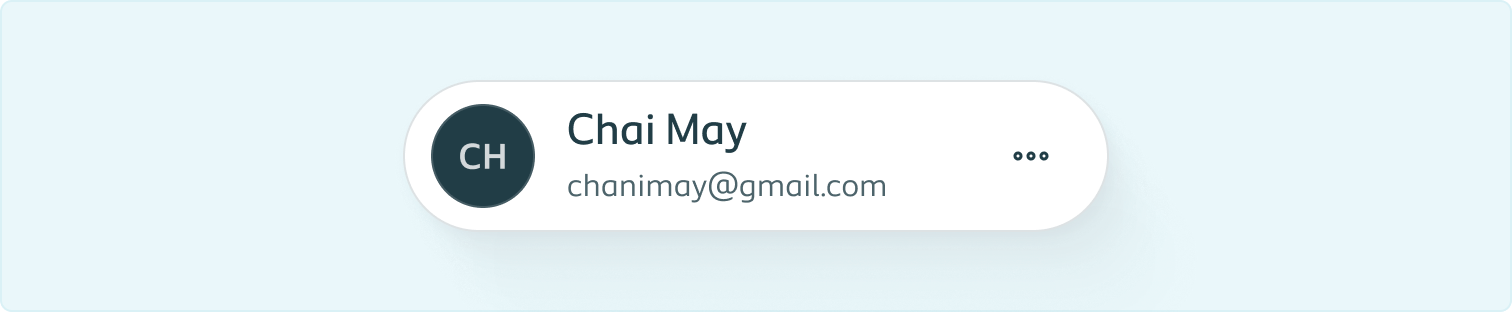 Cover image showing the avatar inside a profile component next to a user's name and email.