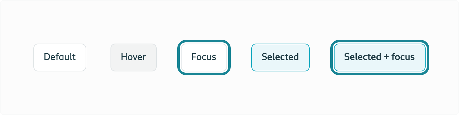 Displaying examples of all the states a filter control can have.