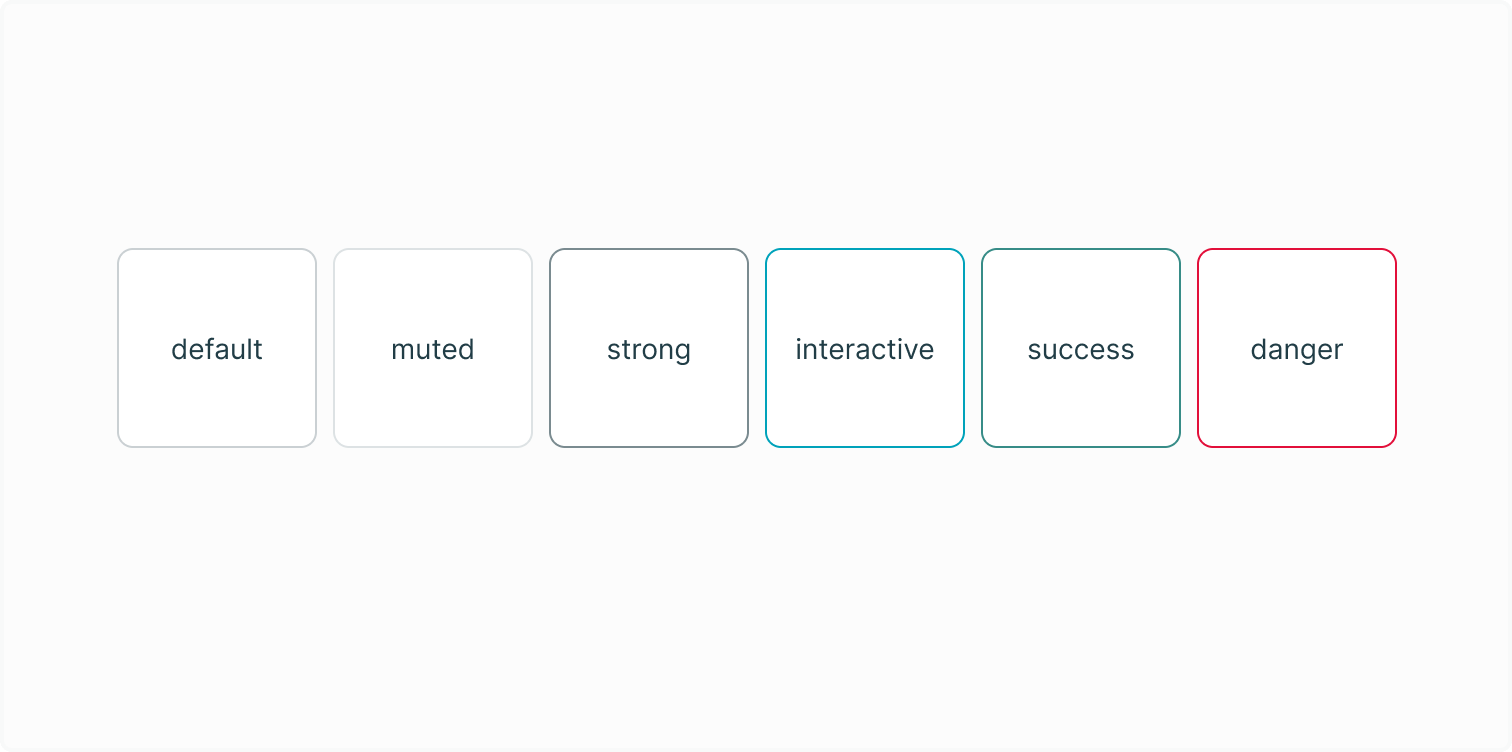 A row of squares displaying the range of available border colours.